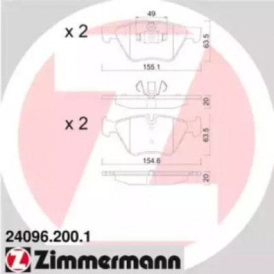 Комплект тормозных колодок, дисковый тормоз 240962001 ZIMMERMANN - купить в магазине запчастей по Украине