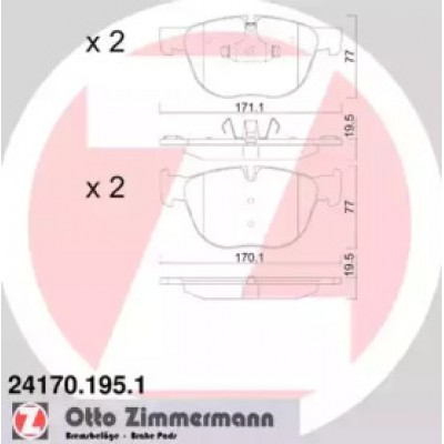 Комплект тормозных колодок, дисковый тормоз 241701951 ZIMMERMANN - купить в магазине запчастей по Украине