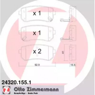 Комплект тормозных колодок, дисковый тормоз 243201551 ZIMMERMANN - купить в магазине запчастей по Украине