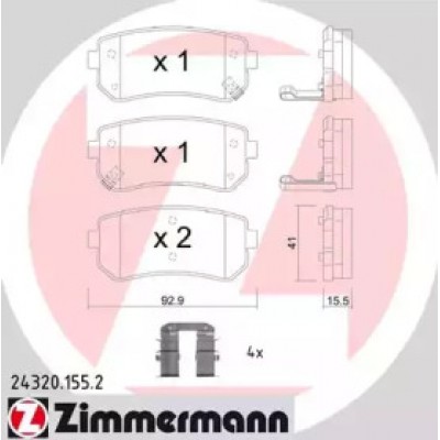 Комплект тормозных колодок, дисковый тормоз 243201552 ZIMMERMANN - купить в магазине запчастей по Украине