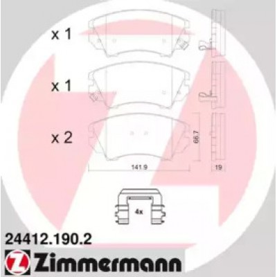 Комплект тормозных колодок, дисковый тормоз 244121902 ZIMMERMANN - купить в магазине запчастей по Украине