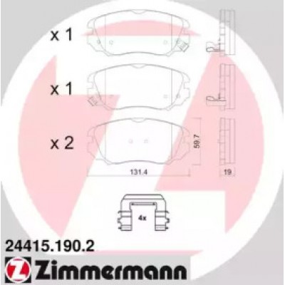 Комплект тормозных колодок, дисковый тормоз 244151902 ZIMMERMANN - купить в магазине запчастей по Украине