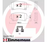 Комплект тормозных колодок, дисковый тормоз ZIMMERMANN 24421.170.2 244211702 ZIMMERMANN - купить в магазине запчастей по Украине