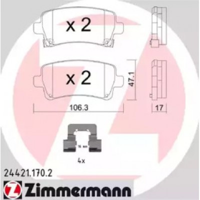 Комплект тормозных колодок, дисковый тормоз 244211702 ZIMMERMANN - купить в магазине запчастей по Украине