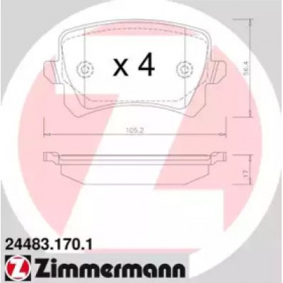 Комплект тормозных колодок, дисковый тормоз 244831701 ZIMMERMANN - купить в магазине запчастей по Украине