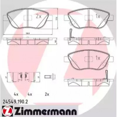 Комплект тормозных колодок, дисковый тормоз 245491902 ZIMMERMANN - купить в магазине запчастей по Украине