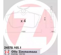 Комплект тормозных колодок, дисковый тормоз ZIMMERMANN 24578.165.1 245781651 ZIMMERMANN - купить в магазине запчастей по Украине