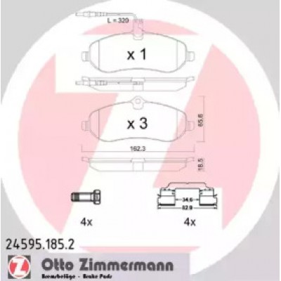 Комплект тормозных колодок, дисковый тормоз 245951852 ZIMMERMANN - купить в магазине запчастей по Украине