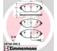 Комплект тормозных колодок, дисковый тормоз ZIMMERMANN 24738.200.2 247382002 ZIMMERMANN - купить в магазине запчастей по Украине