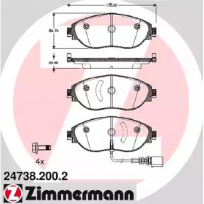 Комплект тормозных колодок, дисковый тормоз 247382002 ZIMMERMANN - купить в магазине запчастей по Украине