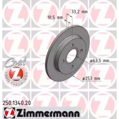 Тормозной диск 250134020 ZIMMERMANN - купить в магазине запчастей по Украине