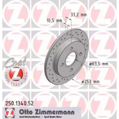 Тормозной диск 250134052 ZIMMERMANN - купить в магазине запчастей по Украине
