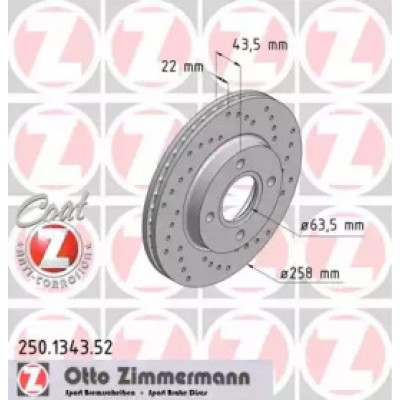Тормозной диск 250134352 ZIMMERMANN - купить в магазине запчастей по Украине