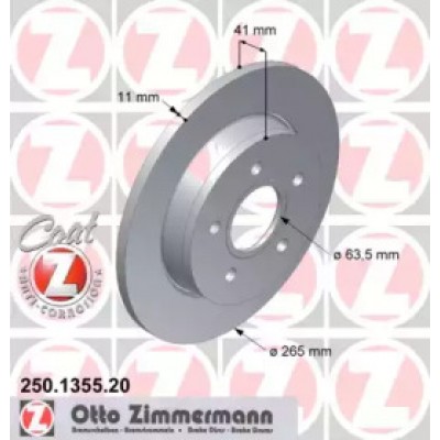 Тормозной диск 250135520 ZIMMERMANN - купить в магазине запчастей по Украине