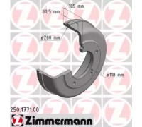 Тормозной барабан ZIMMERMANN 250.1771.00 250177100 ZIMMERMANN - купить в магазине запчастей по Украине