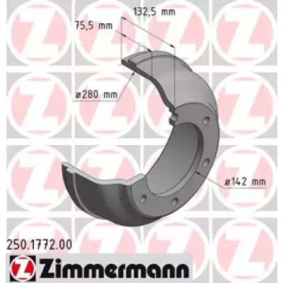 Тормозной барабан 250177200 ZIMMERMANN - купить в магазине запчастей по Украине