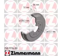 Тормозной барабан ZIMMERMANN 250.1774.00 250177400 ZIMMERMANN - купить в магазине запчастей по Украине