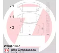 Комплект тормозных колодок, дисковый тормоз ZIMMERMANN 25034.185.1 250341851 ZIMMERMANN - купить в магазине запчастей по Украине