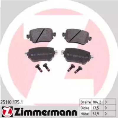 Комплект тормозных колодок, дисковый тормоз 251101751 ZIMMERMANN - купить в магазине запчастей по Украине