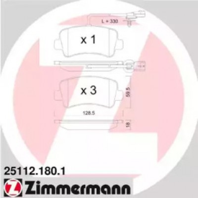 Комплект тормозных колодок, дисковый тормоз 251121801 ZIMMERMANN - купить в магазине запчастей по Украине