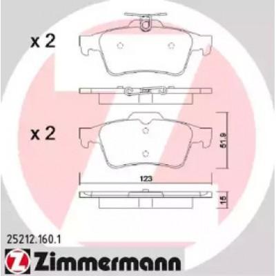 Комплект тормозных колодок, дисковый тормоз 252121601 ZIMMERMANN - купить в магазине запчастей по Украине