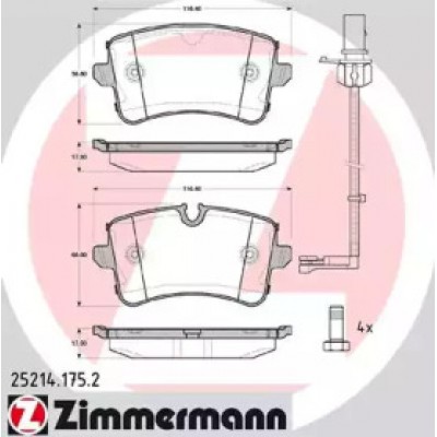 Комплект тормозных колодок, дисковый тормоз 252141752 ZIMMERMANN - купить в магазине запчастей по Украине