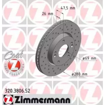 Тормозной диск 320380652 ZIMMERMANN - купить в магазине запчастей по Украине
