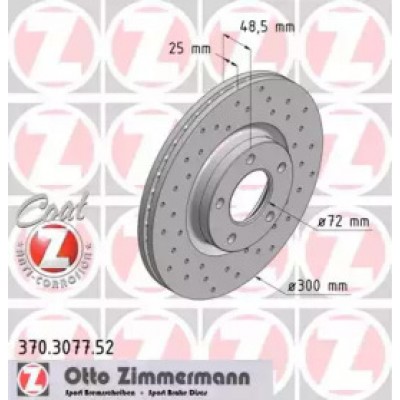 Тормозной диск 370307752 ZIMMERMANN - купить в магазине запчастей по Украине