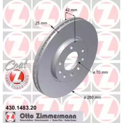 Тормозной диск 430148320 ZIMMERMANN - купить в магазине запчастей по Украине