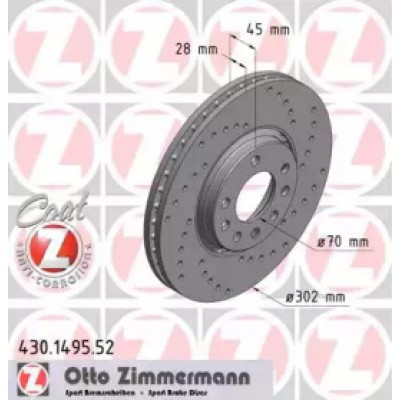 Тормозной диск 430149552 ZIMMERMANN - купить в магазине запчастей по Украине
