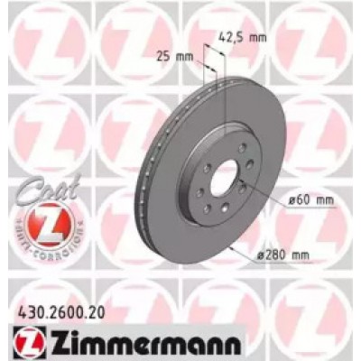 Тормозной диск 430260020 ZIMMERMANN - купить в магазине запчастей по Украине