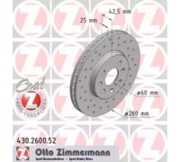 Тормозной диск ZIMMERMANN 430.2600.52 430260052 ZIMMERMANN - купить в магазине запчастей по Украине