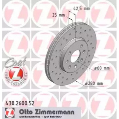 Тормозной диск 430260052 ZIMMERMANN - купить в магазине запчастей по Украине