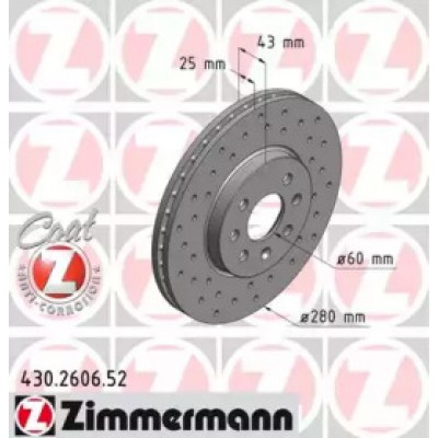 Тормозной диск 430260652 ZIMMERMANN - купить в магазине запчастей по Украине