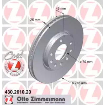 Тормозной диск 430261020 ZIMMERMANN - купить в магазине запчастей по Украине