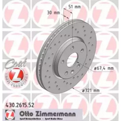 Тормозной диск 430261552 ZIMMERMANN - купить в магазине запчастей по Украине