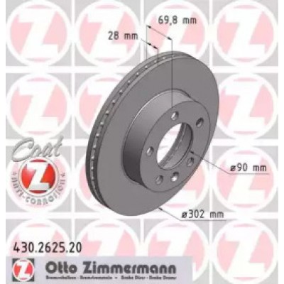 Тормозной диск 430262520 ZIMMERMANN - купить в магазине запчастей по Украине