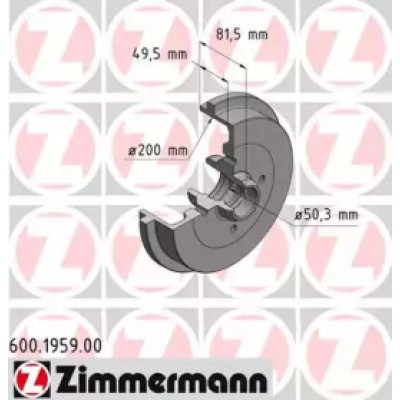 Тормозной барабан 600195900 ZIMMERMANN - купить в магазине запчастей по Украине