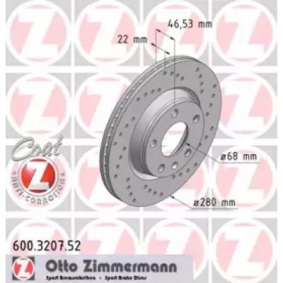 Тормозной диск 600320752 ZIMMERMANN - купить в магазине запчастей по Украине