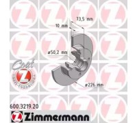 Тормозной диск ZIMMERMANN 600.3219.20 600321920 ZIMMERMANN - купить в магазине запчастей по Украине