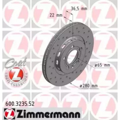 Тормозной диск 600323552 ZIMMERMANN - купить в магазине запчастей по Украине