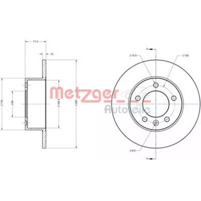 Тормозной диск 6110011 METZGER - купить в магазине запчастей по Украине