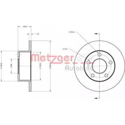 Тормозной диск 6110017 METZGER - купить в магазине запчастей по Украине