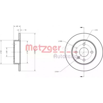 Тормозной диск 6110022 METZGER - купить в магазине запчастей по Украине