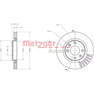 Тормозной диск 6110023 METZGER - купить в магазине запчастей по Украине