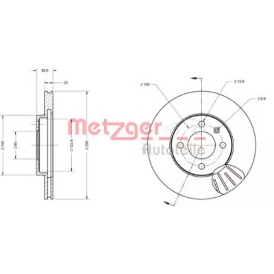 Тормозной диск 6110026 METZGER - купить в магазине запчастей по Украине