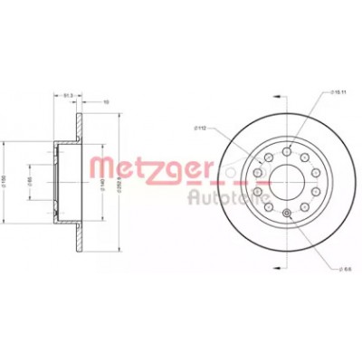 Тормозной диск 6110036 METZGER - купить в магазине запчастей по Украине