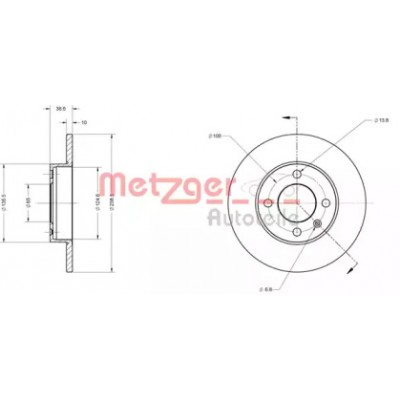 Тормозной диск 6110060 METZGER - купить в магазине запчастей по Украине