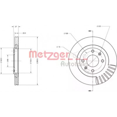 Тормозной диск 6110067 METZGER - купить в магазине запчастей по Украине