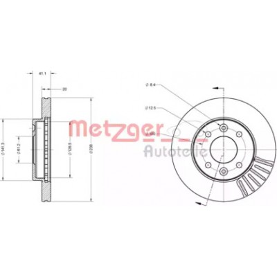 Тормозной диск 6110071 METZGER - купить в магазине запчастей по Украине